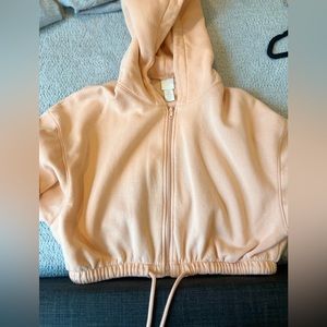 Peach colored cropped oversized zip up-H&M